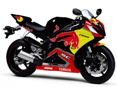 Glänzendes Schwarz Gelb Red Bull Motul 2006-2007 Yamaha YZF R6 Motorrad Verkleidung
