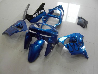 Kawasaki ZX9R 1998-1999 Motorrad Verkleidungen - Blau schwarze Flamme