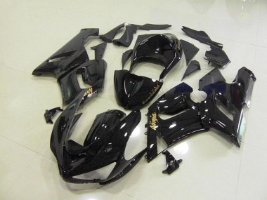Kawasaki ZX6R 2005-2006 Motorrad Verkleidungen - Glänzend Schwarz Gold Aufkleber