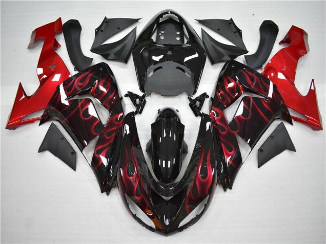 Kawasaki ZX10R 2006-2007 Motorrad Verkleidungen - Rot Flamme
