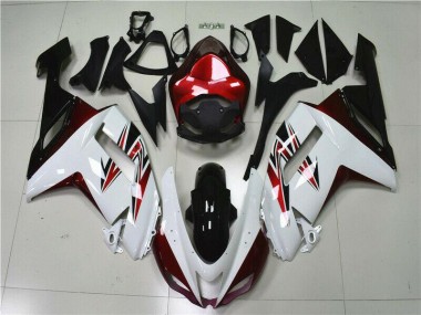 Kawasaki ZX6R 2007-2008 Motorrad Verkleidungen - Weiß Schwarz Rot