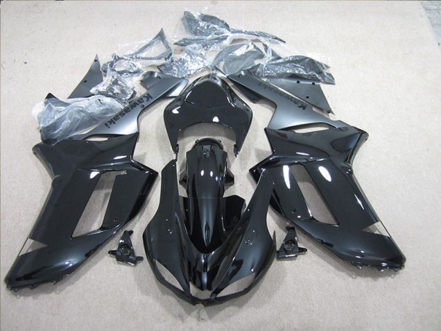 Kawasaki ZX6R 2007-2008 Motorrad Verkleidungen - Schwarz Silber