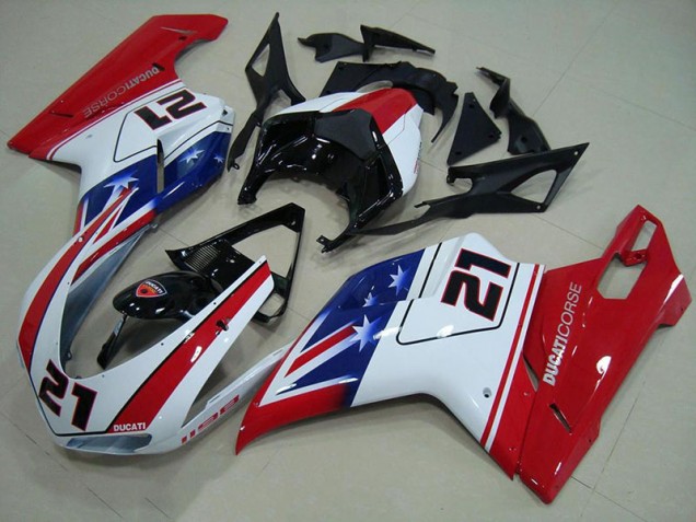 Ducati 848 1098 1198 2007-2014 Motorrad Verkleidungen - Schwarz Weiß Rot 21 Ducati 848 1098 1198 2007-2014 Motorrad Verkleidungen - Schwarz Weiß Rot 21