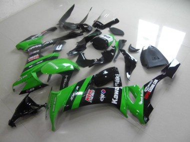 Kawasaki ZX10R 2008-2010 Motorrad Verkleidungen - Grün Schwarzer Kick