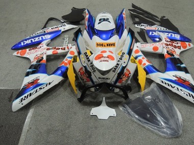 Suzuki GSXR 600 K8 2008-2010 Motorrad Verkleidungen - Weiß Blau Dunkel Hund