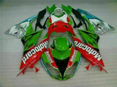 Kawasaki ZX6R 2009-2012 Motorrad Verkleidungen - Rot Grün Motocard