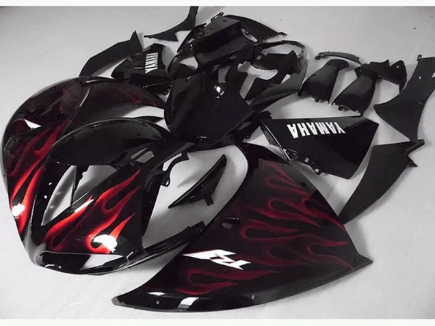 Yamaha R1 2012-2014 Motorrad Verkleidungen - Rote Schwarz Flamme Yamaha R1 2012-2014 Motorrad Verkleidungen - Rote Schwarz Flamme