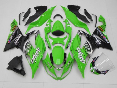 Kawasaki ZX6R 2013-2018 Motorrad Verkleidungen - Grün Schwarz 11